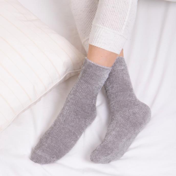 totes Ladies Fair Isle Chenille Bed Socks (Twin Pack) Grey Extra Image 1